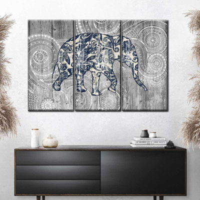 Boho Floral Elephant Multi Piece Canvas Print
