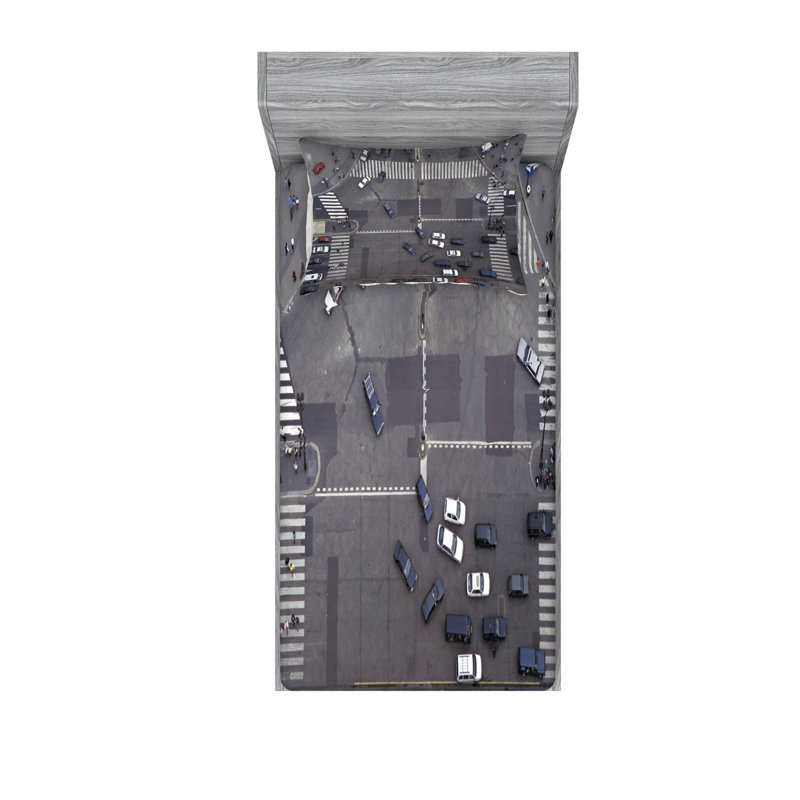 Ensemble de draps Road Intersection Paris France, Ensemble de draps pour lit simple TG avec drap-hou
