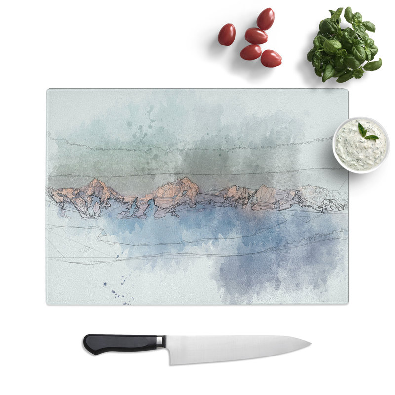 Tempered Glass High Mountain Peaks of the Alps Chopping Board, 28.5 cm x 39 cm