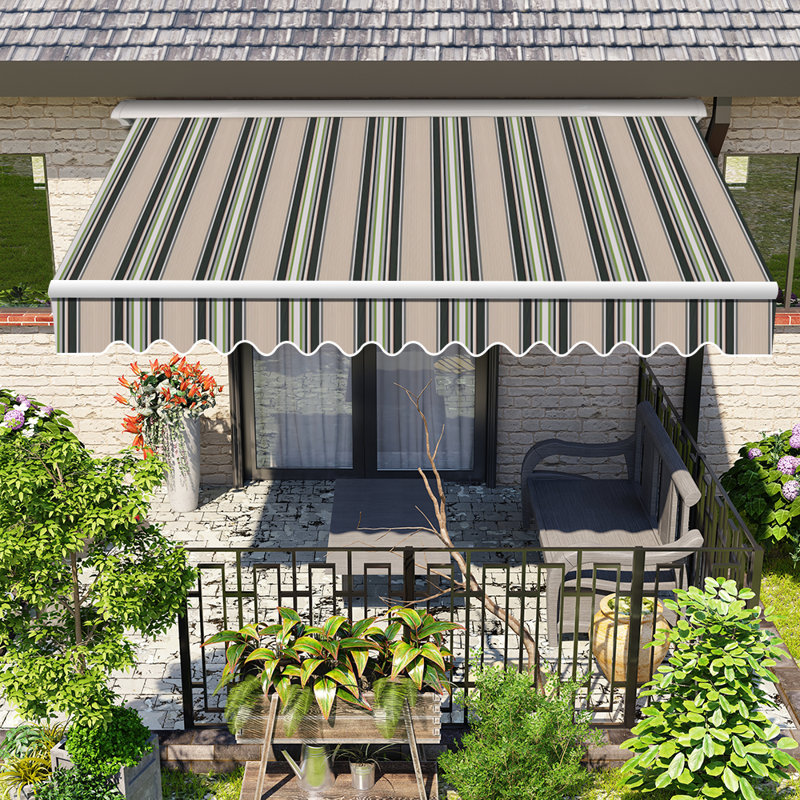 Dakota Fields 250cm W x 200cm D Fabric Gray Cover Motorised Retractable Patio Awning