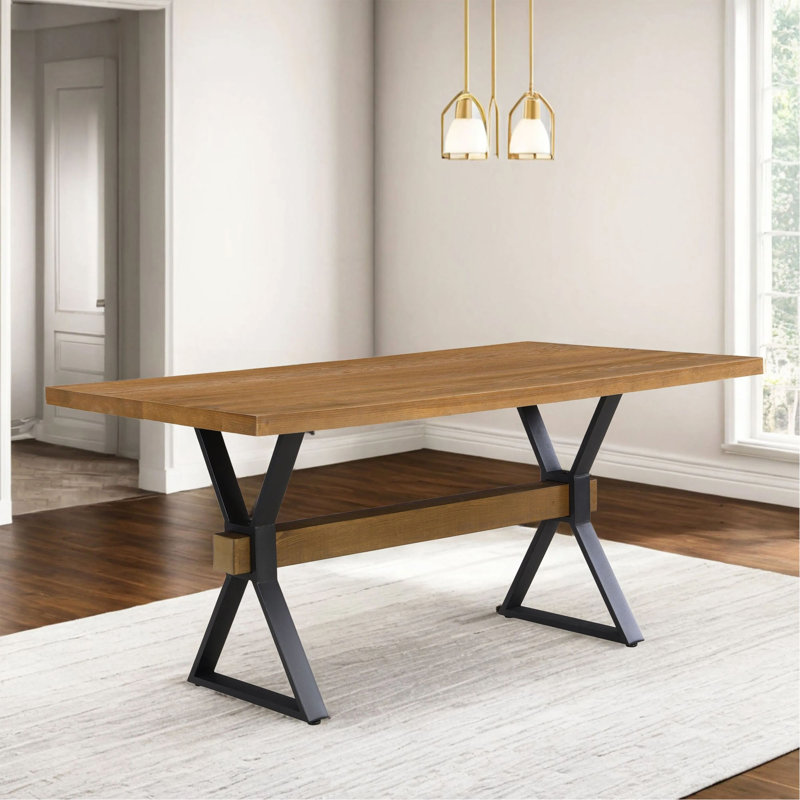 X-Shaped Legs Dining Table, Brown