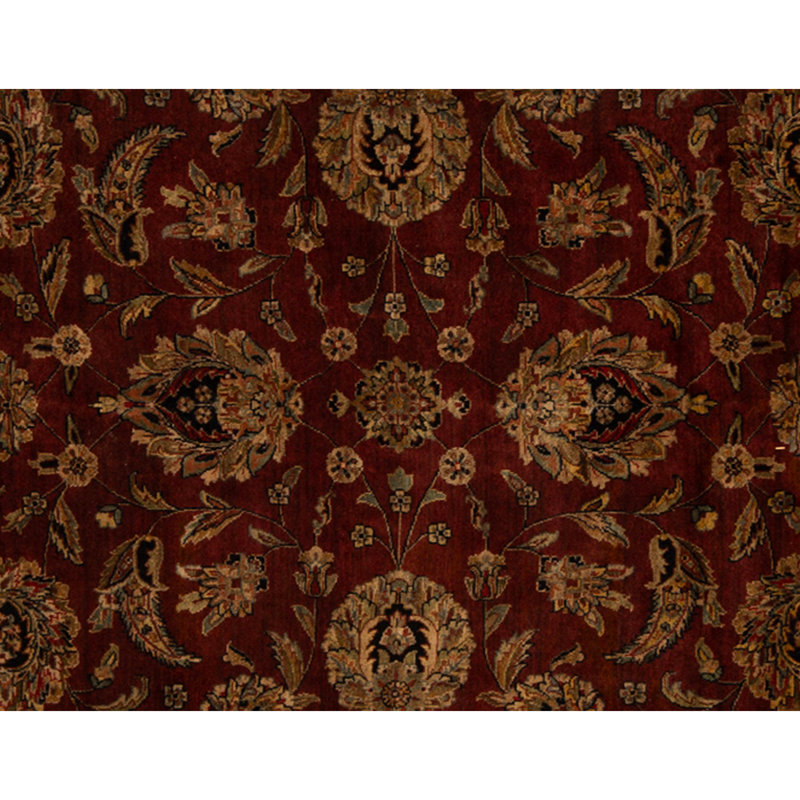 High-Quality Hand-Knotted Wine And Green Area Rug