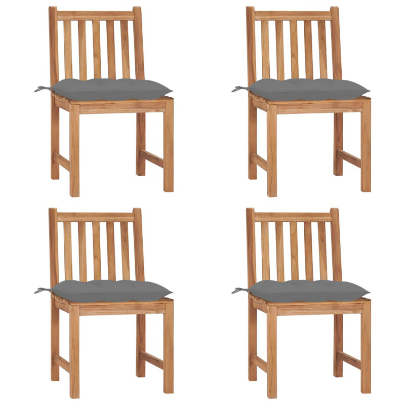 Chaise de patio en teck avec coussins Bryantjr, Gris