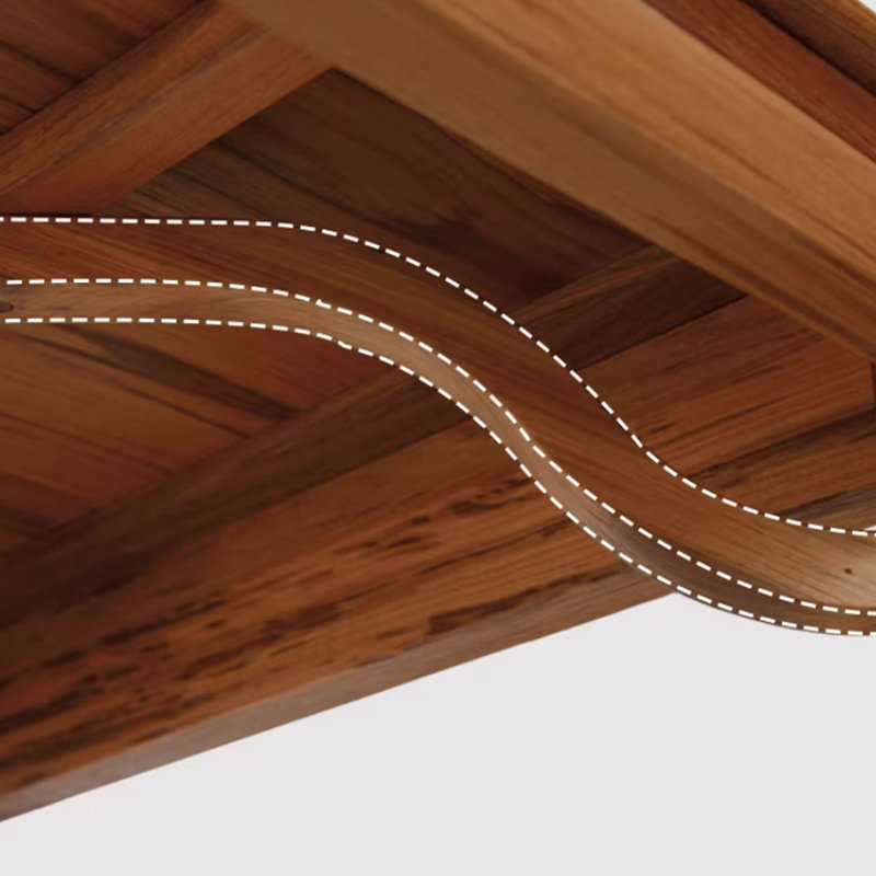 Solid wood teak herringbone table