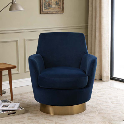 Fauteuil demi-tonneau pivotant en velours, fauteuil d'appoint pivotant