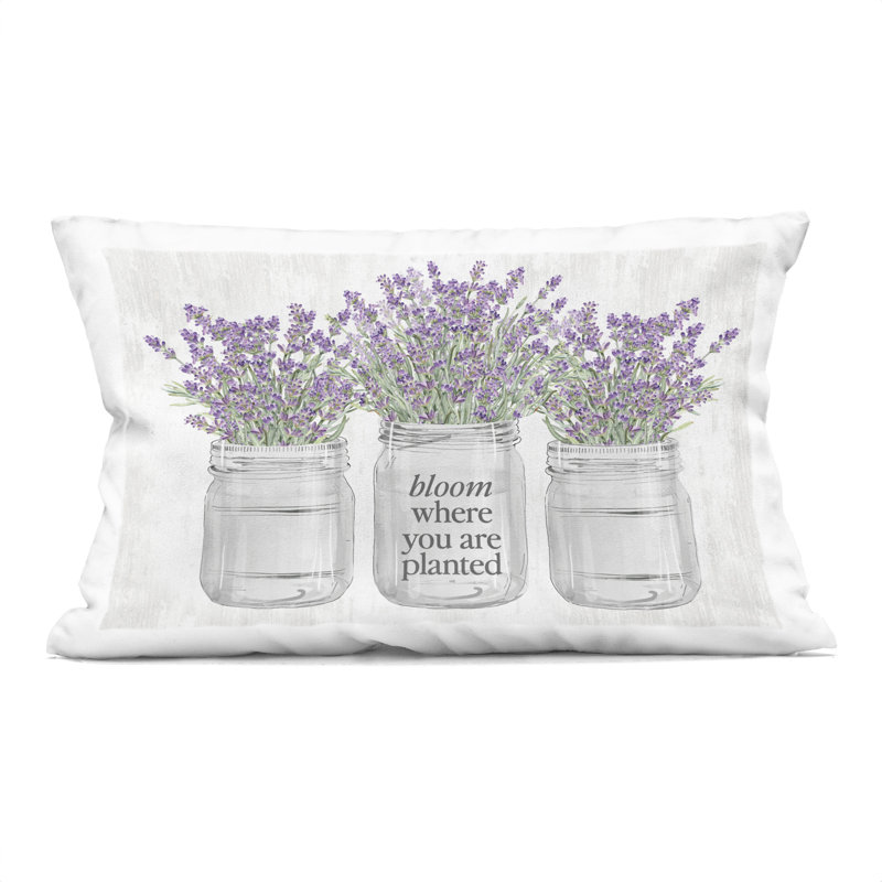 Oreiller décoratif Where Where Planted Rustic, imprimé par lettré et doublé, Mauve floral 2, 1, Rectangle H 14 po x l 20 po