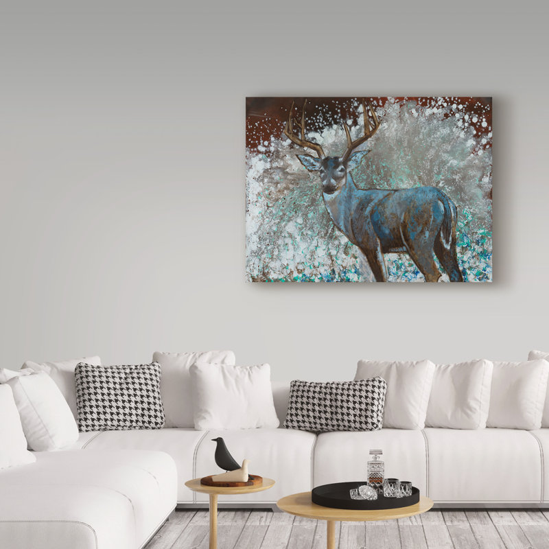 « cerf i », reproduction de peinture à l’acrylique sur toile tendue, H 35 po x l 47 po x P 2 po