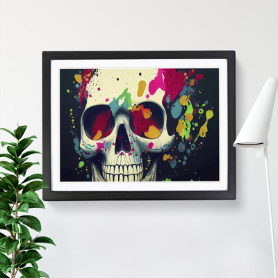 XH1022-7856X Skull Paint Splatter Vol.5 Abstract 1 Piece Single Picture Frame Wall Art