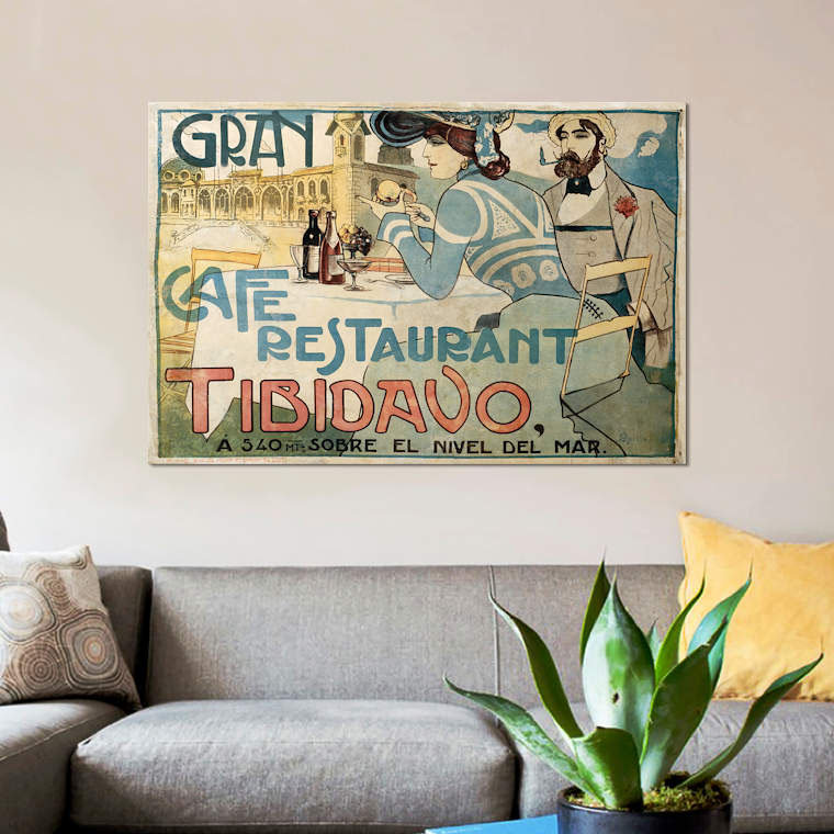 "Gran Café" par Vintage Apple Collection, reproduction sur toile tendue sur châssis, H 8 po x l 12 po x P 0,75 po
