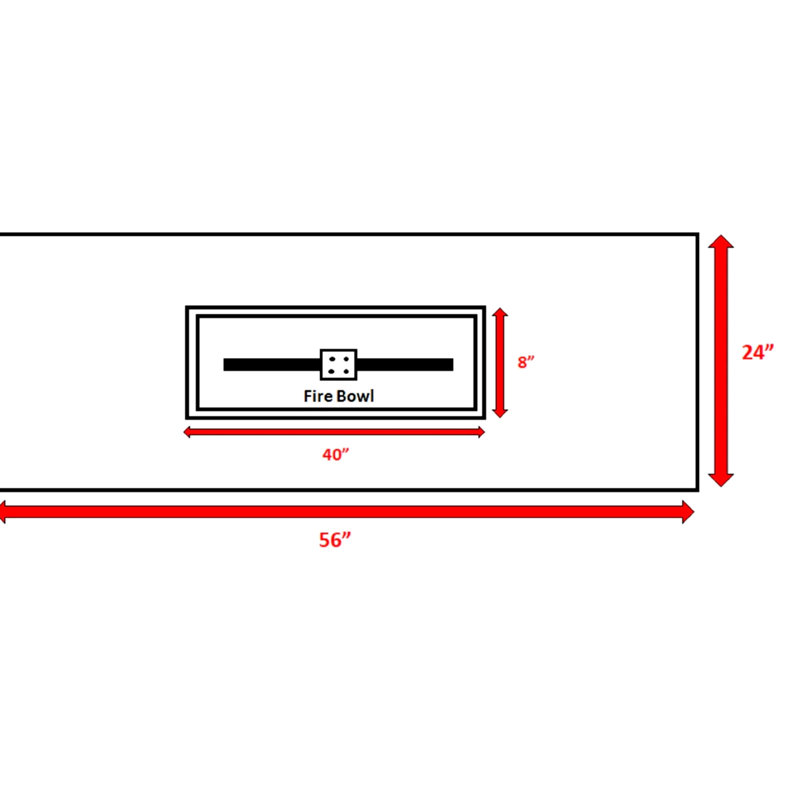 Foyer de table rectangulaire au propane en béton renforcé de fibres avec 50 000 (42 po), pare-flammes en verre trempé, conception en béton fabriqué à partir de béton, sans assemblage, sièges de terrasse