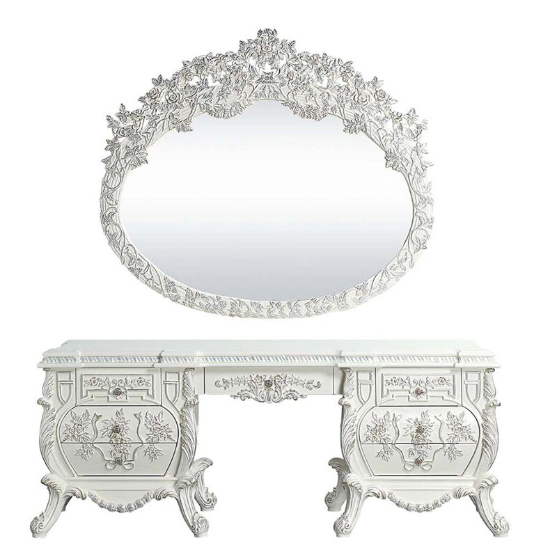 Bureau de coiffeuse Vanaheim, finition blanc antique