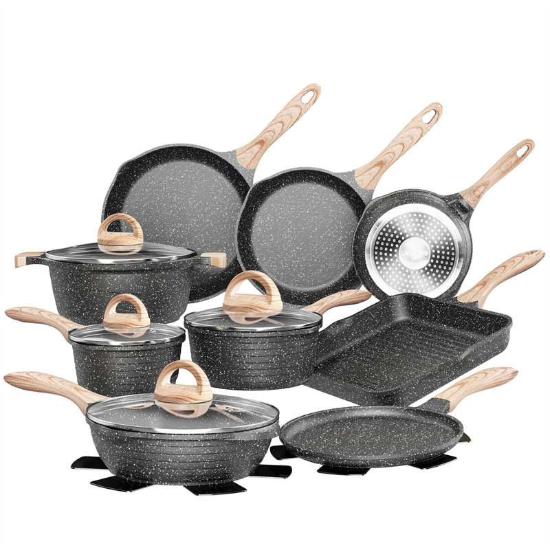 23 - Piece Non-Stick Aluminum Cookware Set, Gray