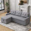 209Cm Linen Square Arms Sofa Bed-1370964164