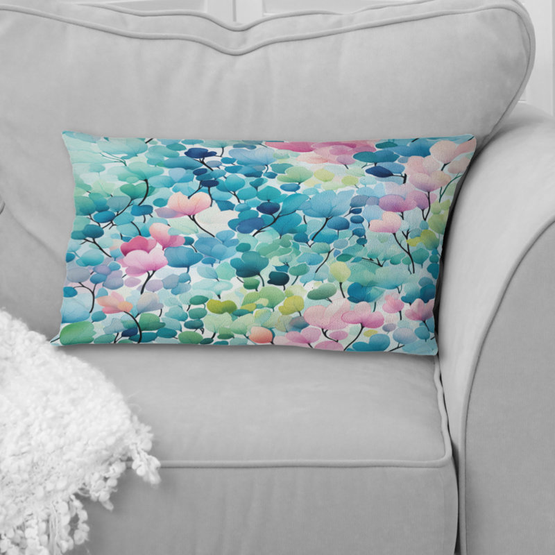 Aquarelle excentricité rose et bleu II - coussin imprimé