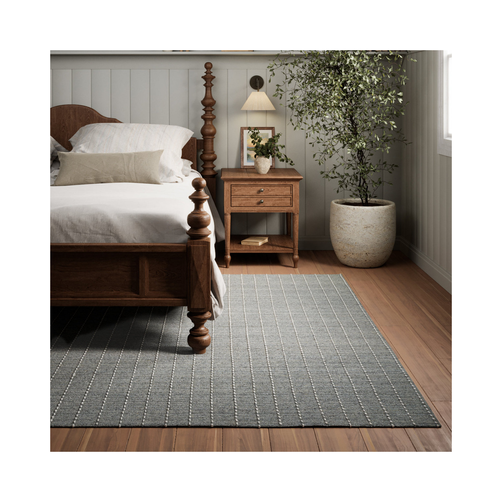 Amita Handmade Hand Loomed Gray/Begie/Blue Rug, Rectangle 9' x 12'