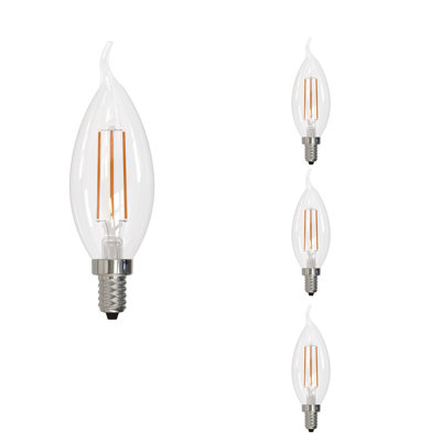 Paquet de 4 ampoules à DEL à intensité variable CA10 avec culot candélabre (E12) à filament DEL