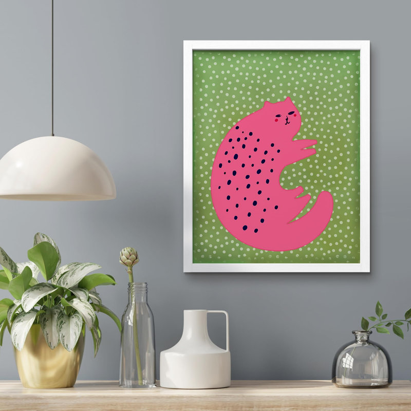 «Fat Funny Cat Illustration Realism Rustic Nature Relax / Calm Multicolor Office» sur papier, Blanc, H 14 po x l 11 po