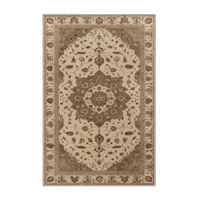 Machine Washable Tabriz Brown Area Rug
