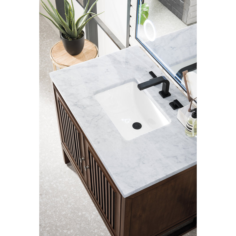 Athens 36'' W Single Vanity, Carrara White, Glossy White, 8" Widespread