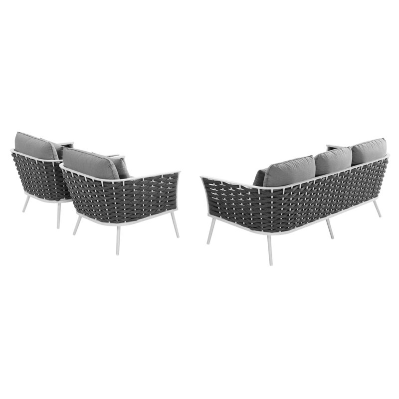 Stance 3-Piece Gray and White Aluminum Outdoor Sofa Set