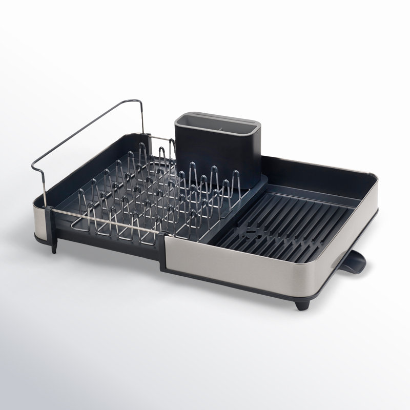 Extend Stainless Steel Expandable Dish Rack, Dark Grey/Silver