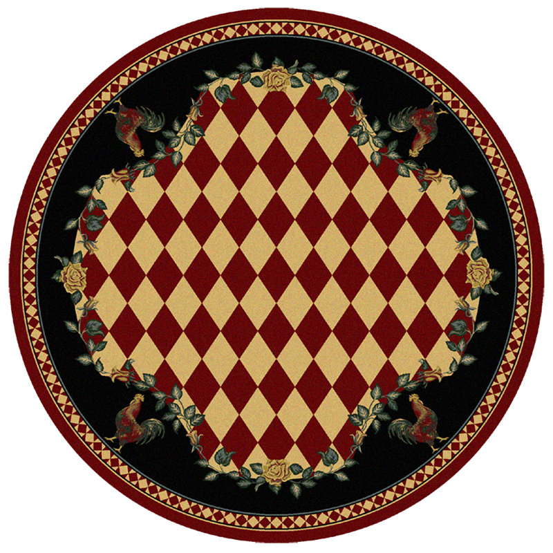 Tapis géométrique rouge / noir Chinn, Rectangle 3 pi 10 po x 5 pi 4 po