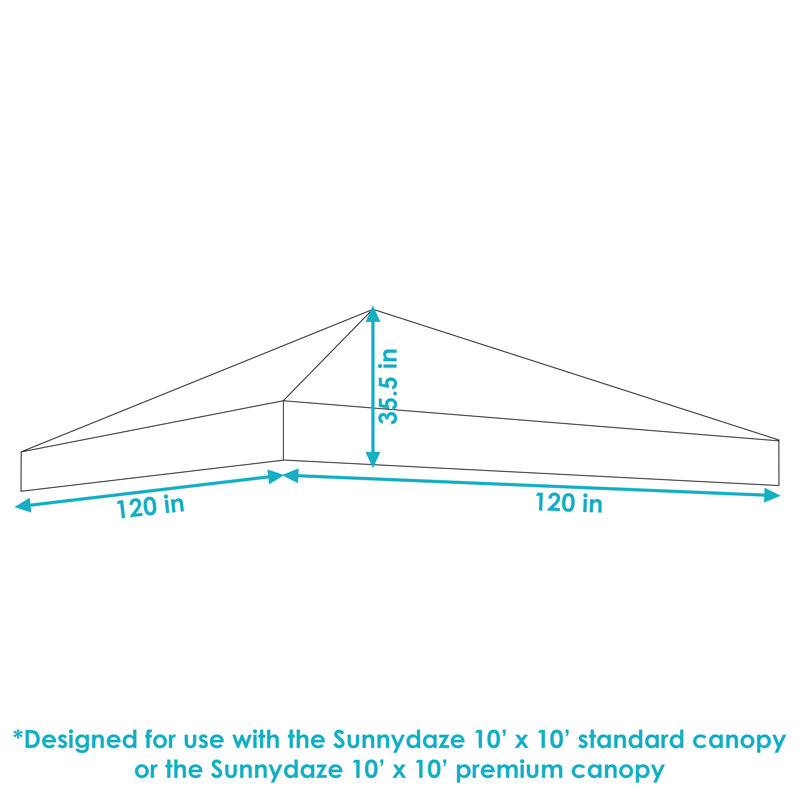  Auvent escamotable standard en tissu de remplacement standard 10 pi x 10 pi - Bleu, Bleu, H 35,5 po x l 120 po