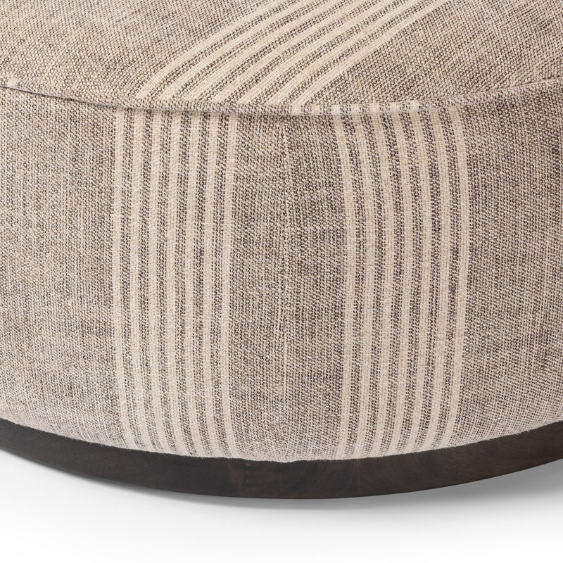 Sinclair Large Round Ottoman, Manchester Flint Linen