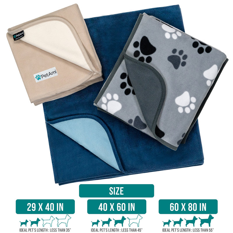 Large Navy Waterproof Fleece Pet Blanket