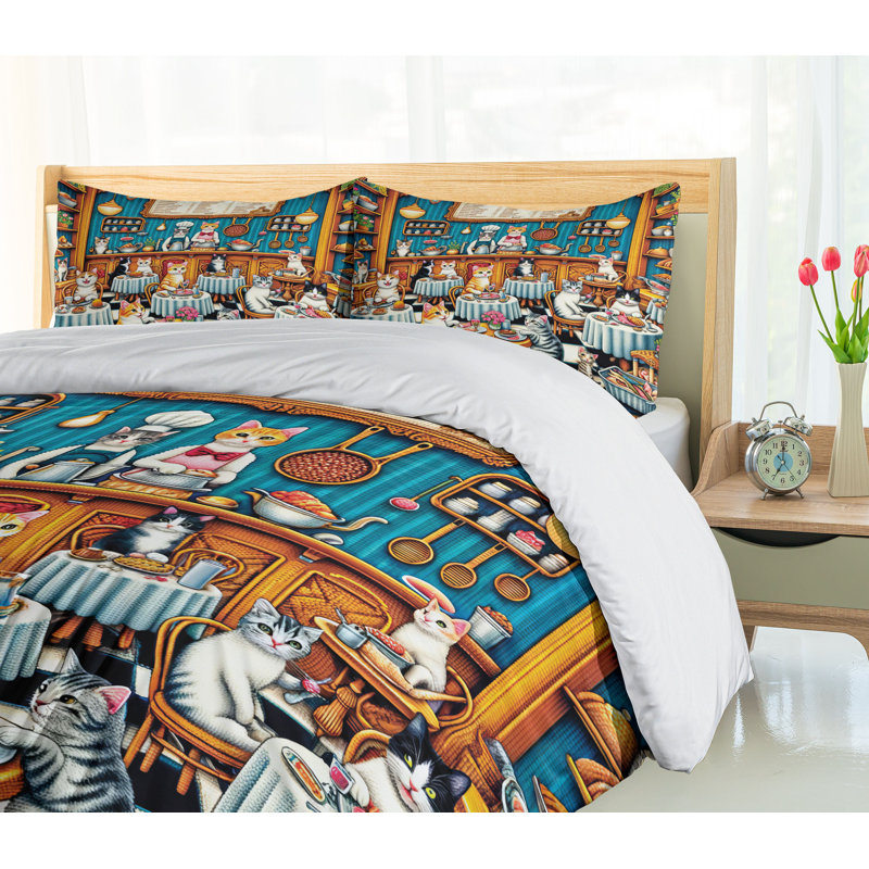 Cat Duvet Cover, King Duvet Cover + 2 Standard Shams