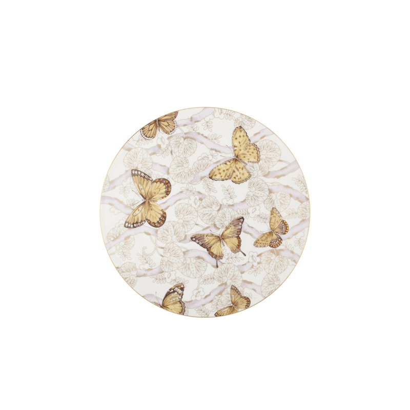Assiette décorative en porcelaine beige / or