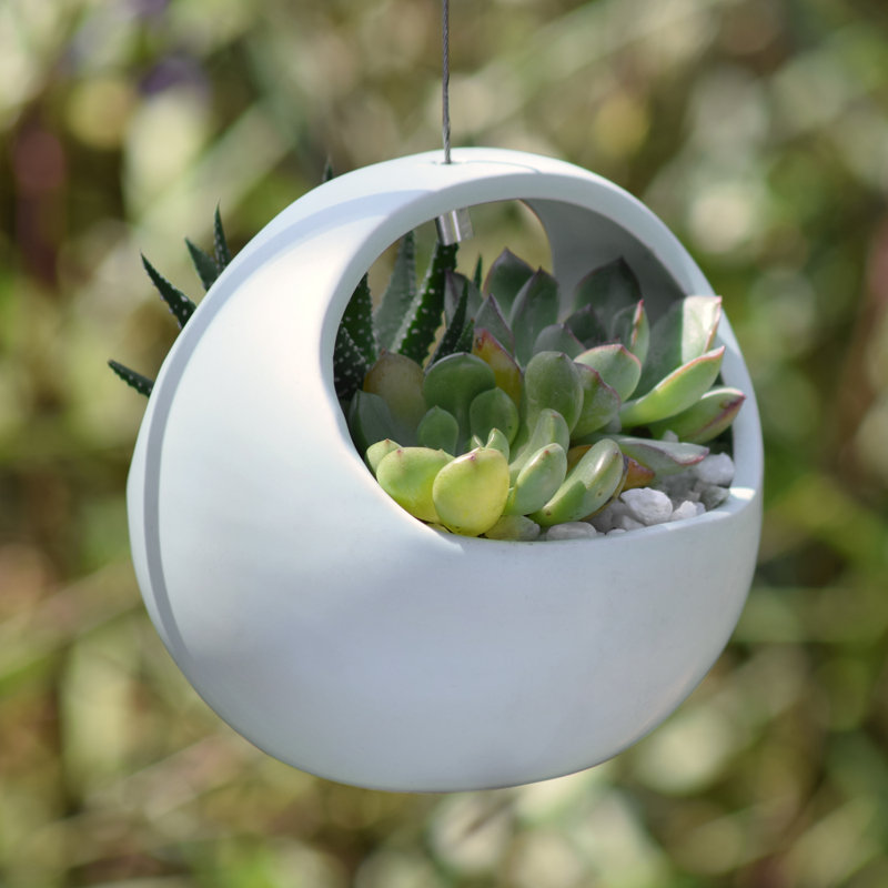 Pot à fleurs suspendu en céramique Farringdon, blanc