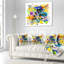 Motif floral abstrait jaune et bleu - coussin à imprimé floral-29597727-29597731
