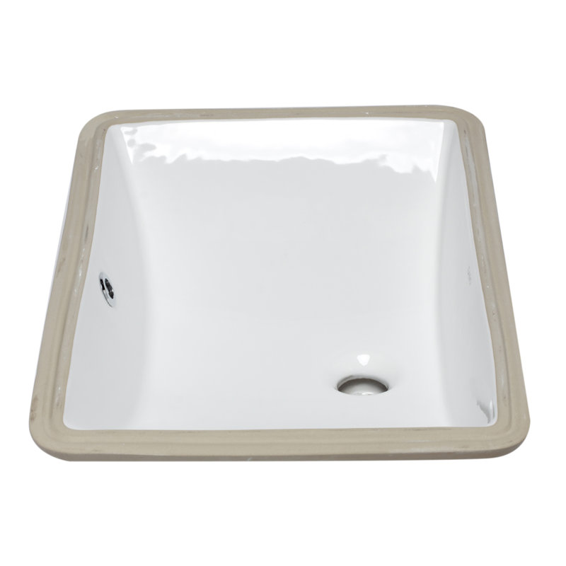EAGO 15'' White Porcelain Rectangular Bathroom Sink with Overflow