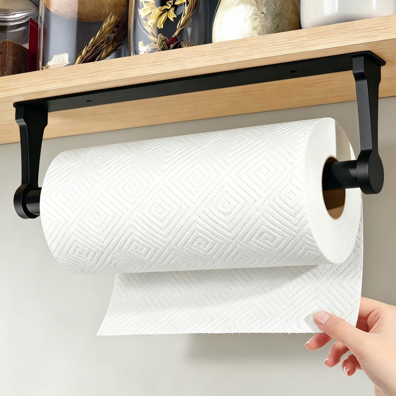 Kitchen Roll Holder Under Cabinet, Black