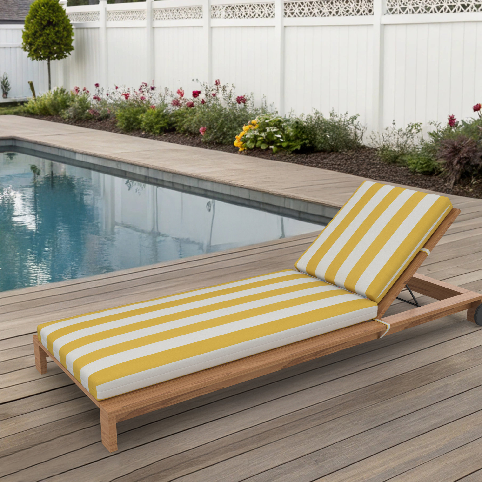 Amala Outdoor Sunbrella® Chaise Lounge Cushion, Sail Away Sunflower, 25W x 76D