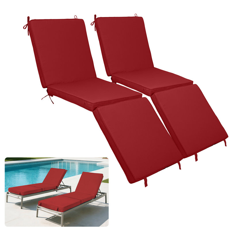 Coussin de chaise longue d'extérieur, ensemble de 2 coussins de chaise longue de patio, housse amovible, coussins de rechange pour chaises longues