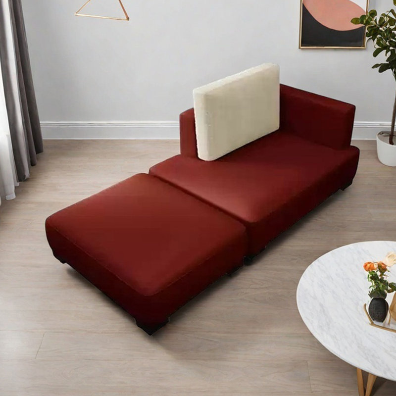 Méridiennes en similicuir avec repose-pieds, Rouge, Orienté à droite