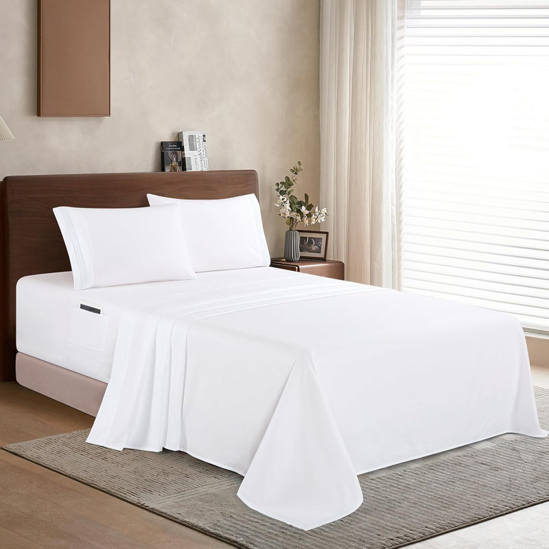 Elegant Comfort Luxury 1500 Premium Hotel Quality Microfiber 4-Piece Sheet Set - Soft, All Around Elastic 18-24 Inches Deep Fitted Sheet - Extra Deep Pocket Sheets