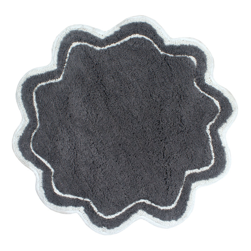Tapis pour salle de bain Dobrinka, Gris foncé, 30 po (rond)