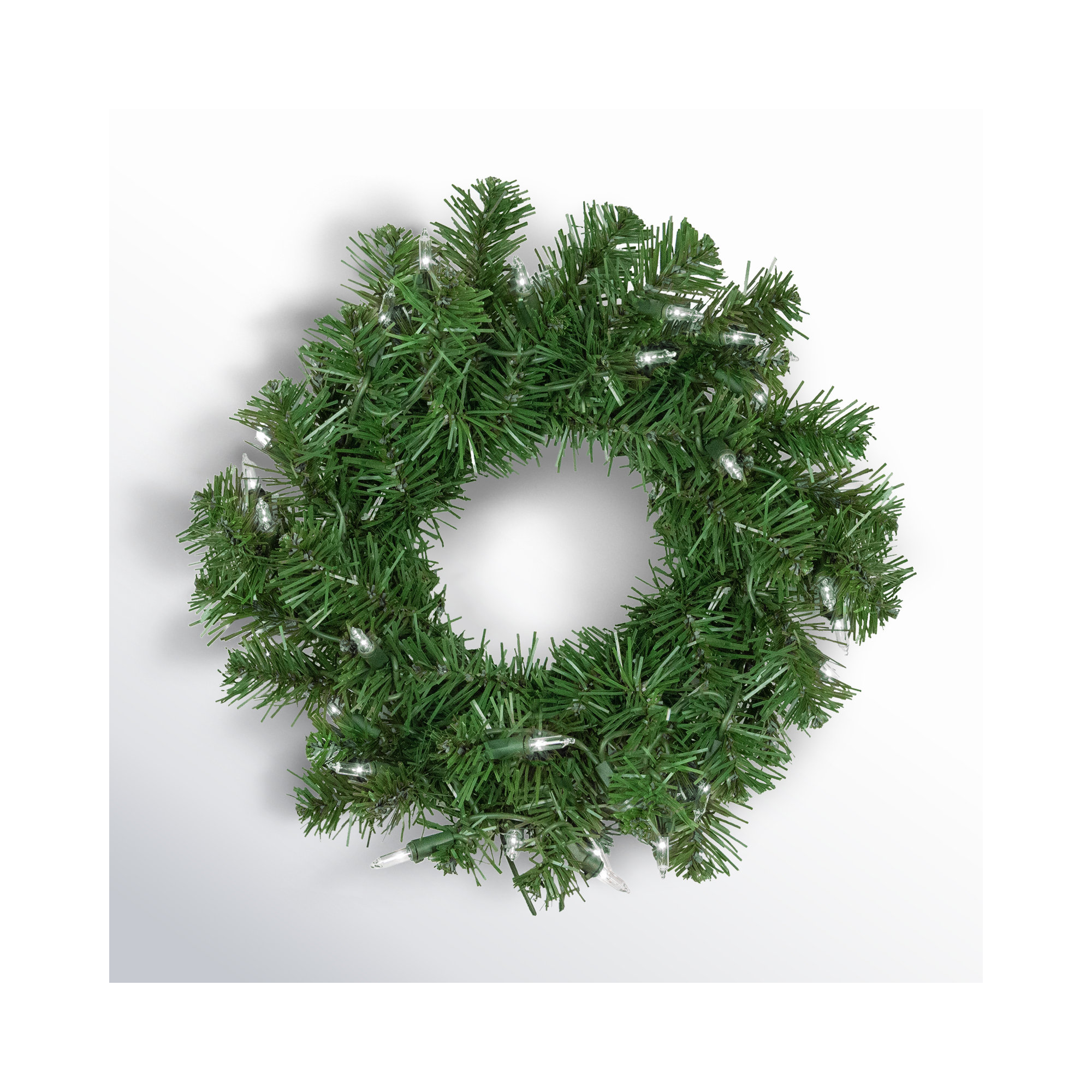 Deluxe Dorchester Pine Artificial Christmas Wreath 18-Inch Clear Lights, 12" H x 12" W x 2.5" D
