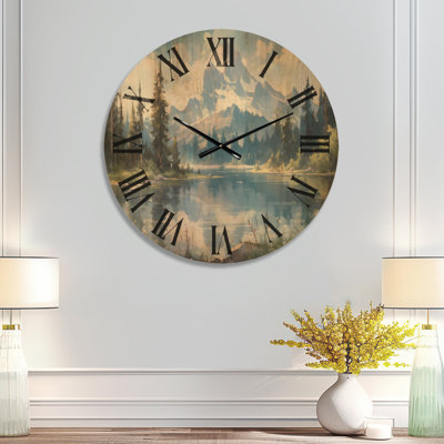 Mountain View Bliss III – Extra Large Scenic Wood Wall Clock