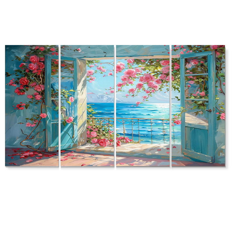 Ruppe - 4 pièces de décoration murale plage et océan, H 28 po x l 48 po