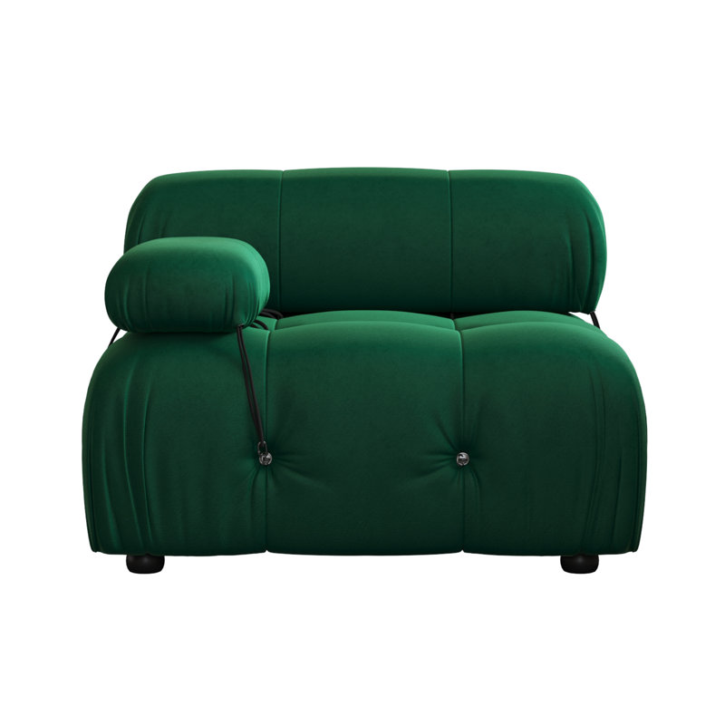Chaise rembourrée en tissu de velours simple à un bras, Vert