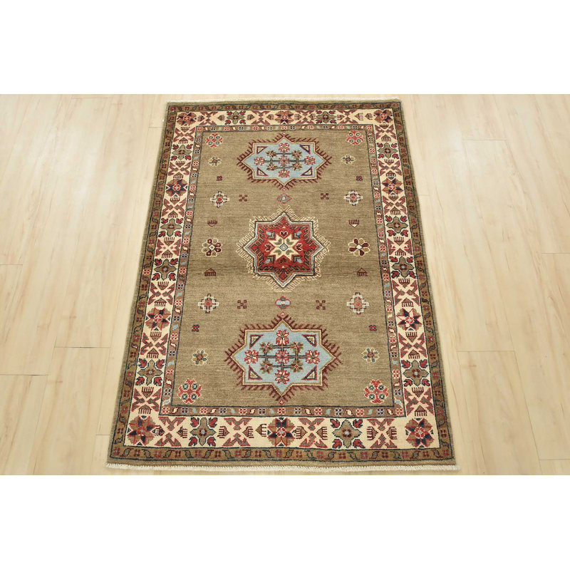 Tapis brun nouvel âge en laine 3 pi 3 po x 4 pi 9 po Montrice