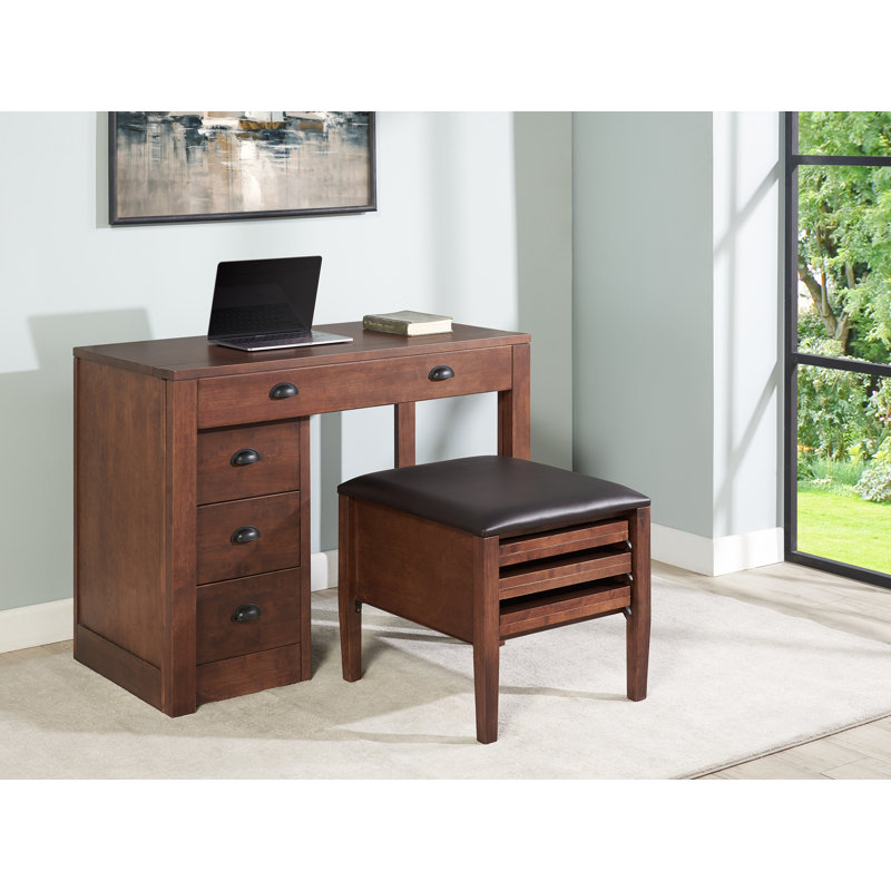 Bureau extensible avec repose-pieds Stakmore, structure en noyer