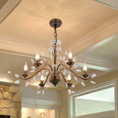 6-Light Dimmable Retro Crystal Candle Chandelier With Gold Finsh