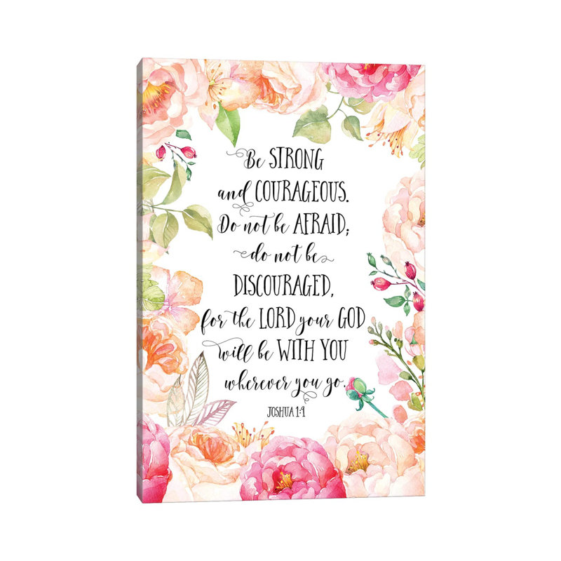 Joshua 1: 9 par Eden Printables - impression d'art textuel, H 18 po x l 12 po x P 1,5 po, Toile tendue, Pas de tapis