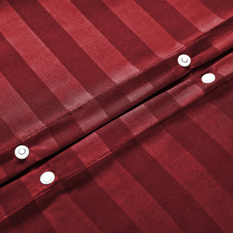 Microfiber Striped Bedding with Pillowcases, Burgundy, Super King Duvet Cover + 2 Standard Pillowcases
