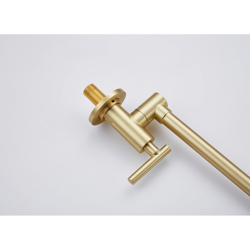 Brushed Gold Pot Filler Faucet For Wall Mount - Folding Characteristic, 360 Spin, Brass, Corrosion Finish, Double Handles Precise Water Flow Regulation Mounted In Style, Rotatable, Brass Made,